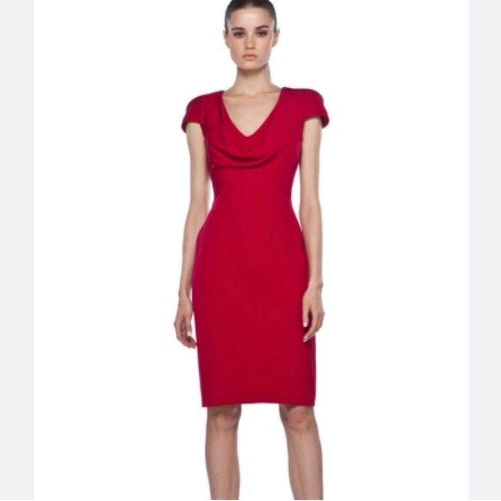 Alexander McQueen Raspberry Red Draped Cowl Neck Silk Dress Size 6 $2,750